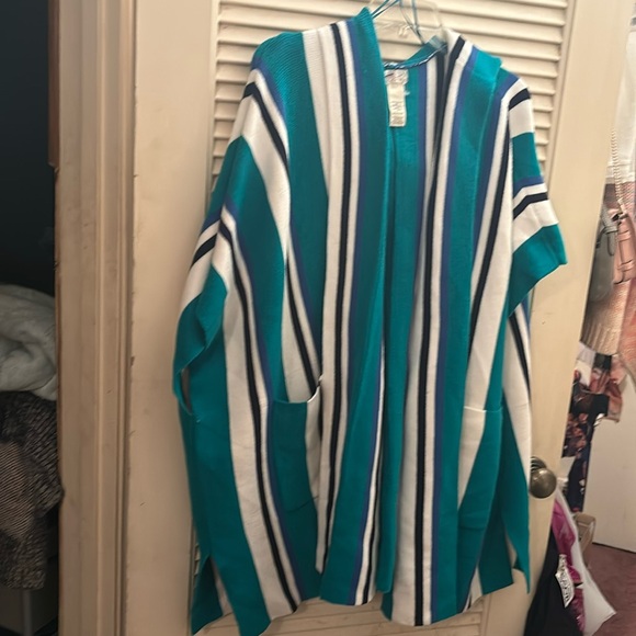 Free People Sweaters - Free People
All I Need Stripe Kelly Combo Hooded Poncho NWOT